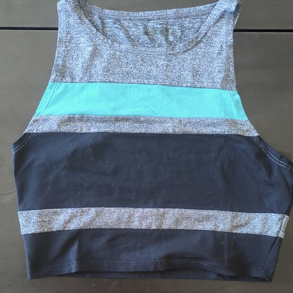 Stylish Gray and Black Women's Crop Top